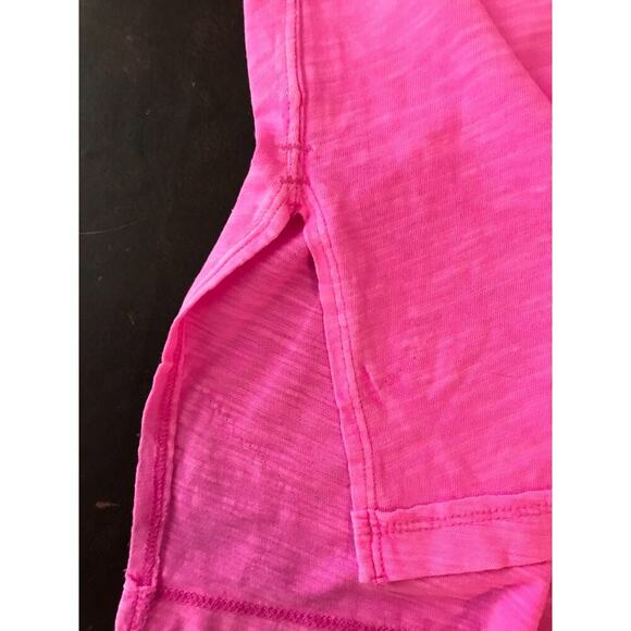 Anthropologie Pilcro Jordyn Cotton Slub Oversized Neon Pink Tee - Extra Small - Picture 2 of 9
